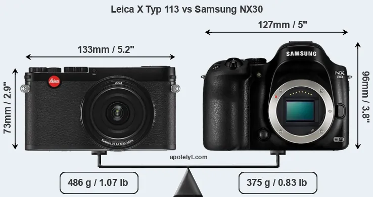 Size Leica X Typ 113 vs Samsung NX30