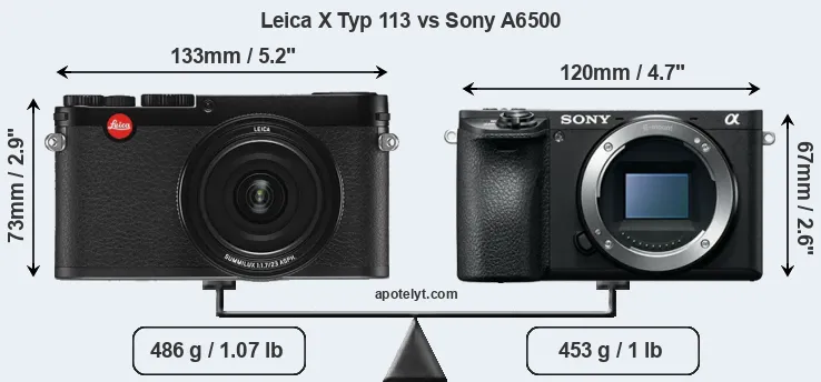 Size Leica X Typ 113 vs Sony A6500