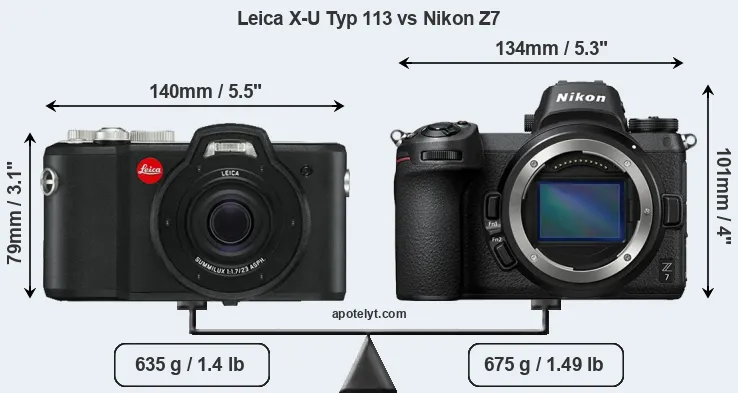 Size Leica X-U Typ 113 vs Nikon Z7