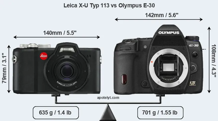 Size Leica X-U Typ 113 vs Olympus E-30
