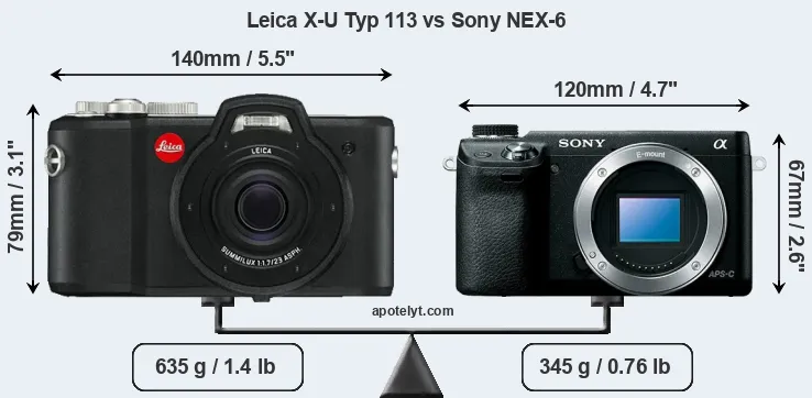 Size Leica X-U Typ 113 vs Sony NEX-6