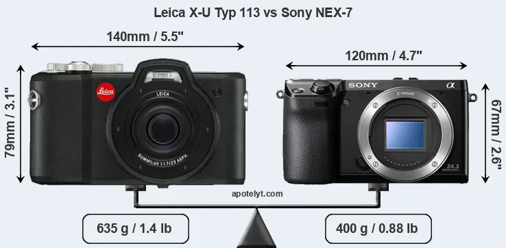 Size Leica X-U Typ 113 vs Sony NEX-7