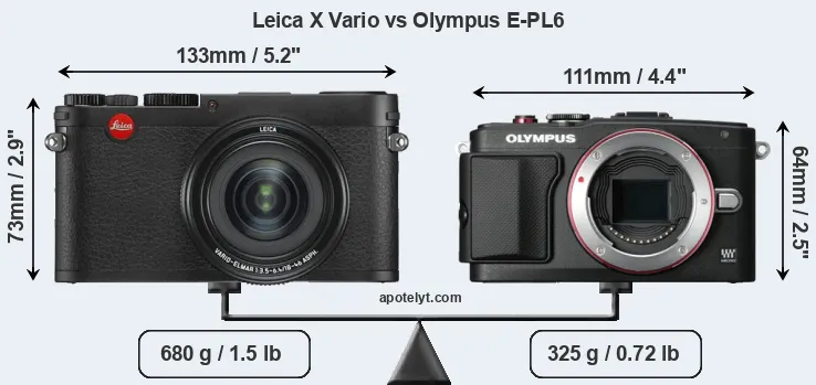 Size Leica X Vario vs Olympus E-PL6