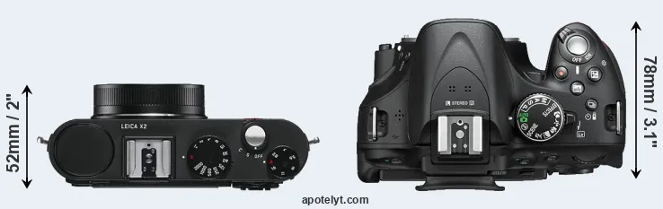 Compare X2 versus D5200 top