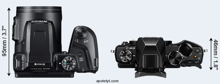 Compare B500 versus E-M10 top