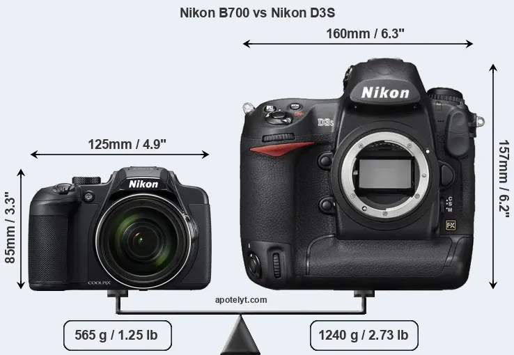 Size Nikon B700 vs Nikon D3S