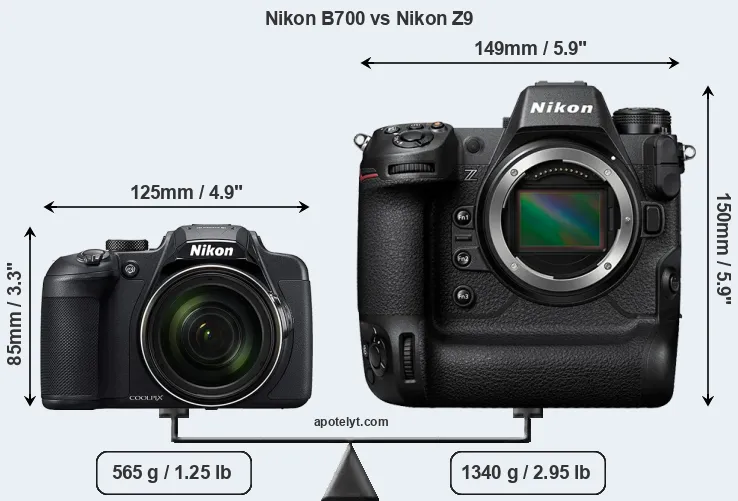 Size Nikon B700 vs Nikon Z9