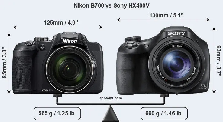 Size Nikon B700 vs Sony HX400V
