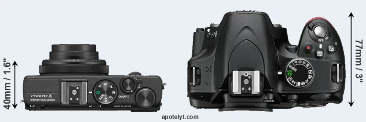 Compare Coolpix A versus D3200 top