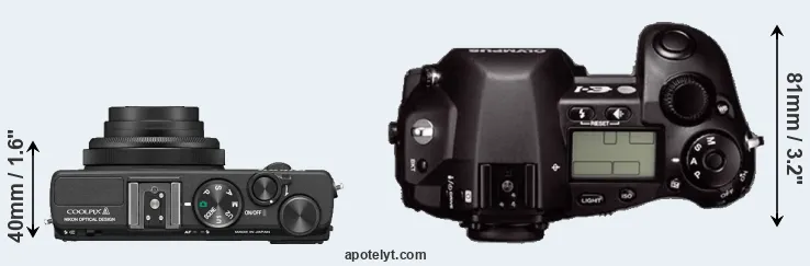Compare Coolpix A versus E-1 top