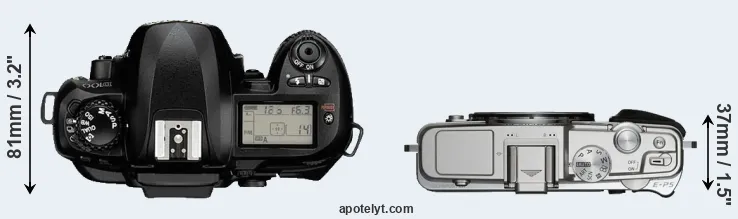 Compare D100 versus E-P5 top