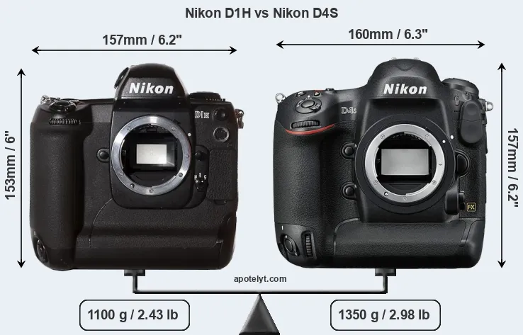 Size Nikon D1H vs Nikon D4S