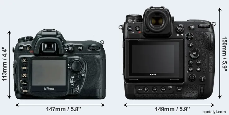 Comparison D200 or Z9 rear