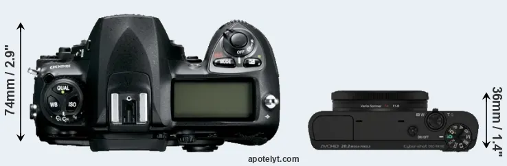 Compare D200 versus RX100 top