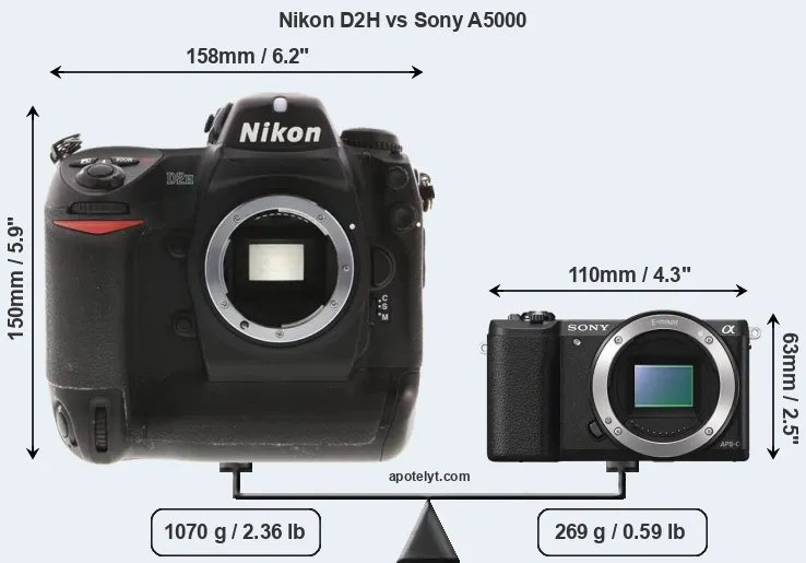 Size Nikon D2H vs Sony A5000