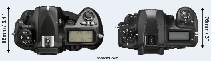 Compare D2X versus D780 top