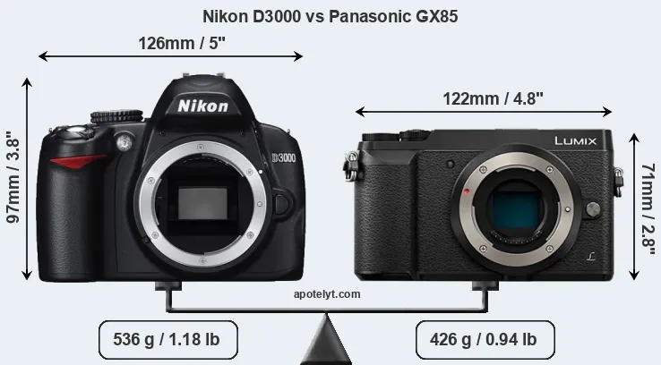 Size Nikon D3000 vs Panasonic GX85