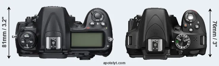 Compare D300S versus D3300 top