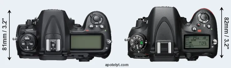 Compare D300S versus D610 top