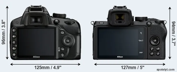 Comparison D3200 or Z50 rear