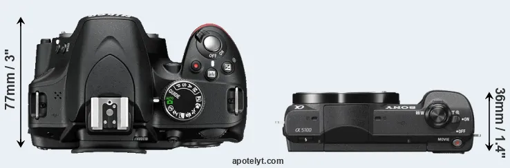 Compare D3200 versus A5100 top