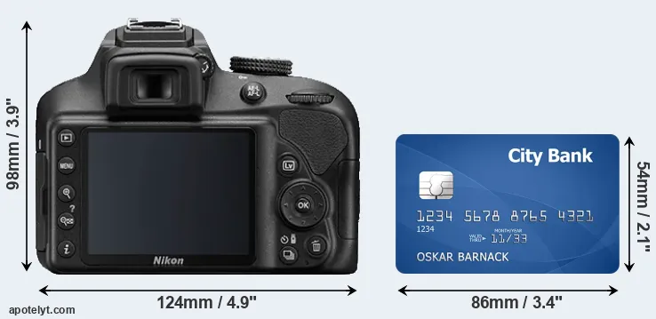 D3400 and credit card rear side