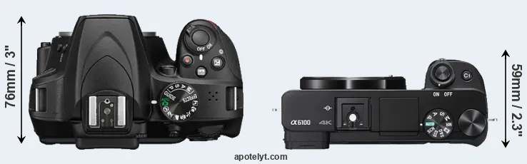 Compare D3400 versus A6100 top