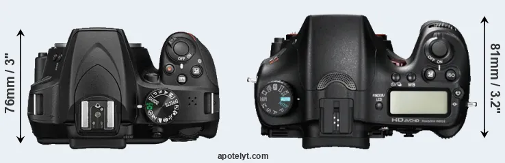 Compare D3400 versus A77 top