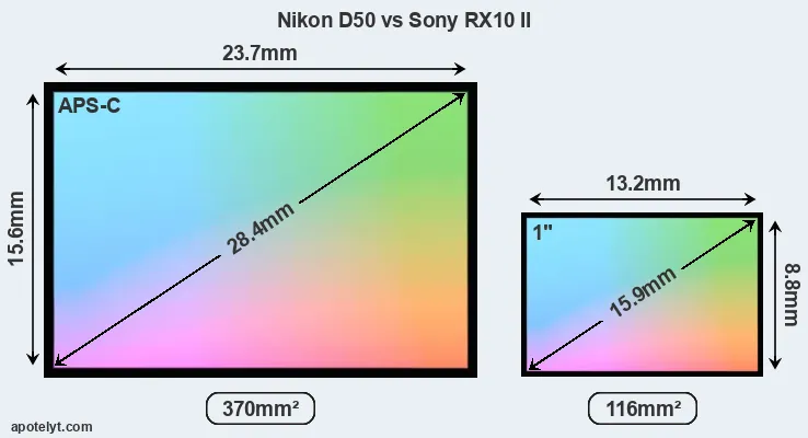 Nikon D50 and Sony RX10 II sensor measures