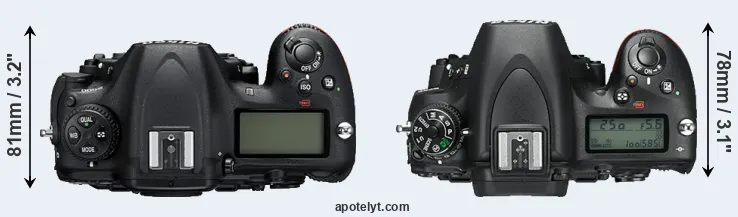 Compare D500 versus D750 top