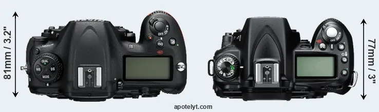 Compare D500 versus D90 top