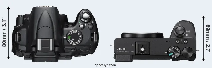 Compare D5000 versus A6600 top