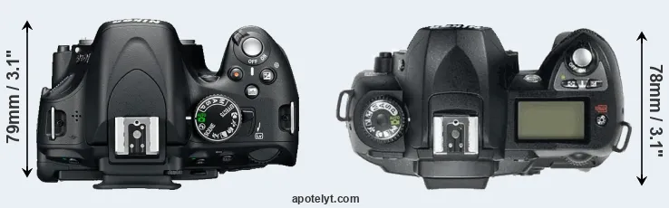Compare D5100 versus D70 top