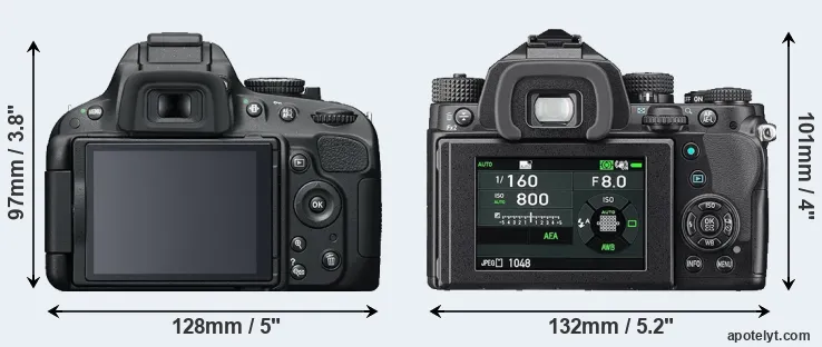 Comparison D5100 or KP rear