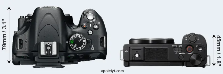 Compare D5100 versus ZV-E10 top