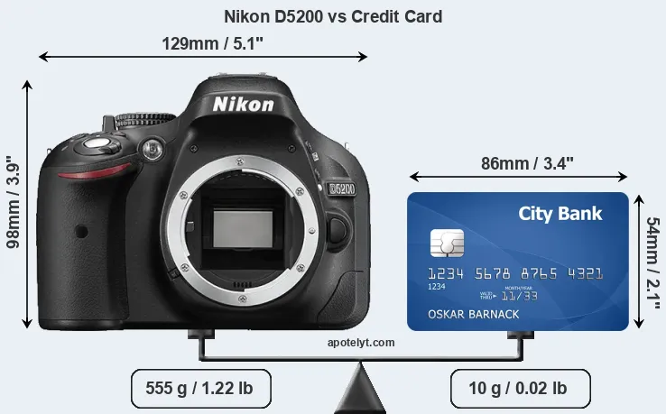 Nikon D5200 vs credit card front