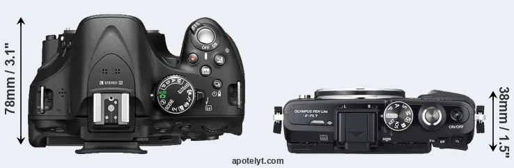 Compare D5200 versus E-PL7 top