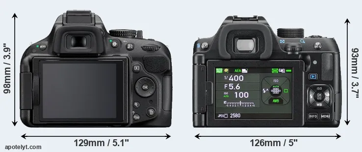 Comparison D5200 or K-70 rear