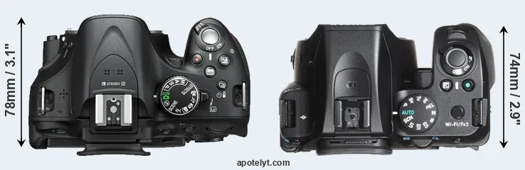Compare D5200 versus K-70 top