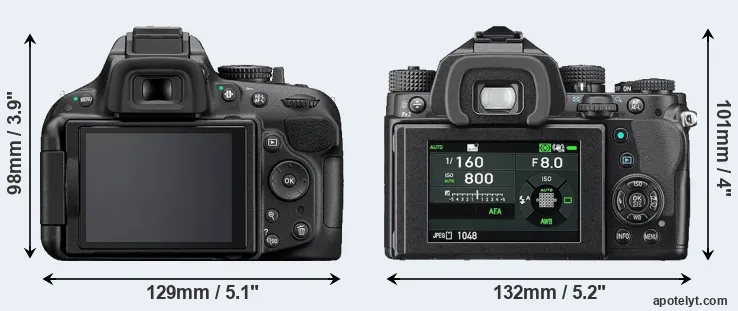 Comparison D5200 or KP rear