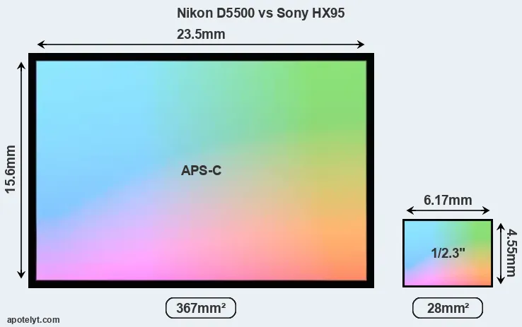 Nikon D5500 and Sony HX95 sensor measures