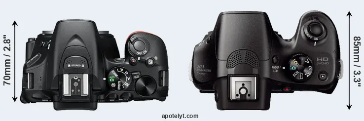 Compare D5600 versus A3000 top