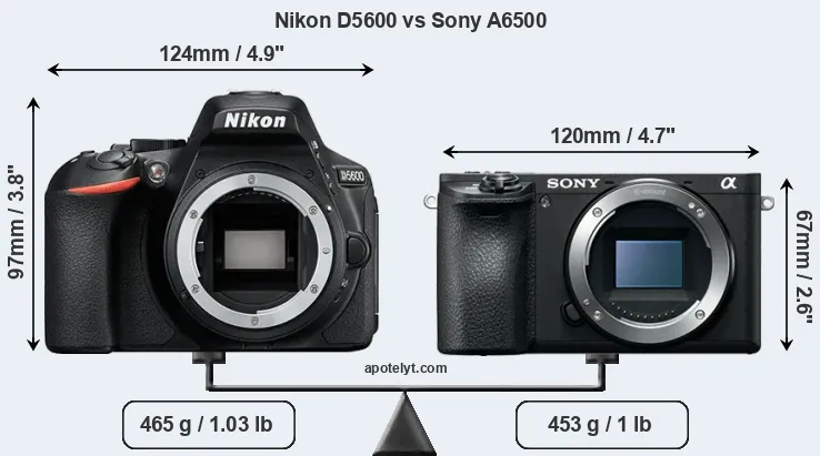 Size Nikon D5600 vs Sony A6500