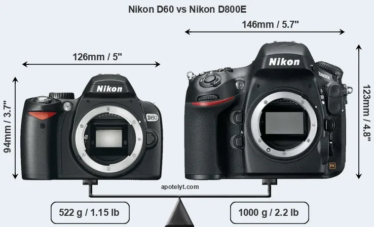 Size Nikon D60 vs Nikon D800E