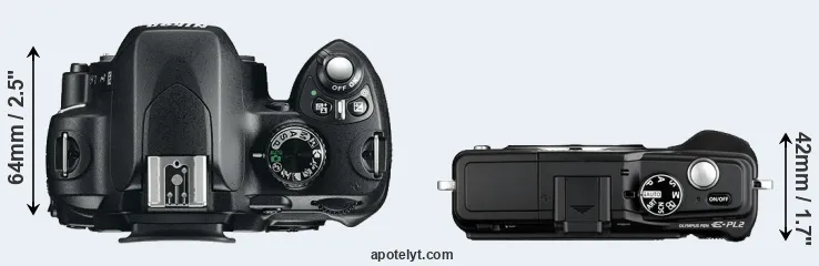 Compare D60 versus E-PL2 top