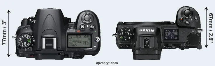 Compare D7000 versus Z6 top