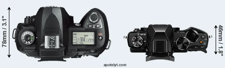 Compare D70s versus E-M10 top