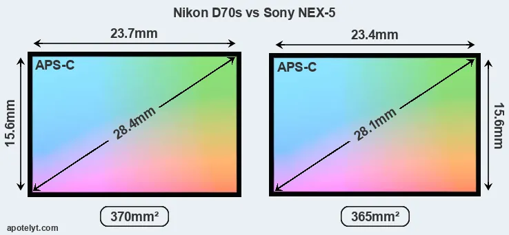 Nikon D70s and Sony NEX-5 sensor measures