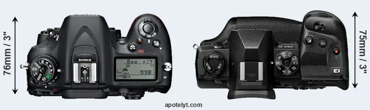 Compare D7100 versus E-M1X top