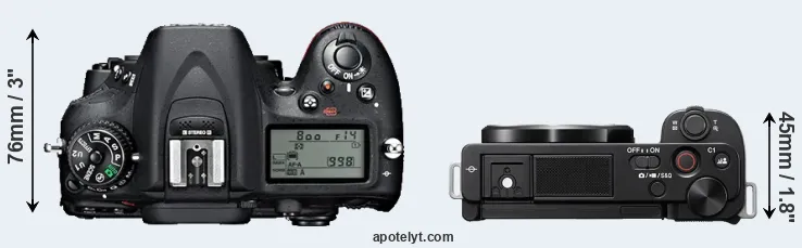 Compare D7100 versus ZV-E10 top